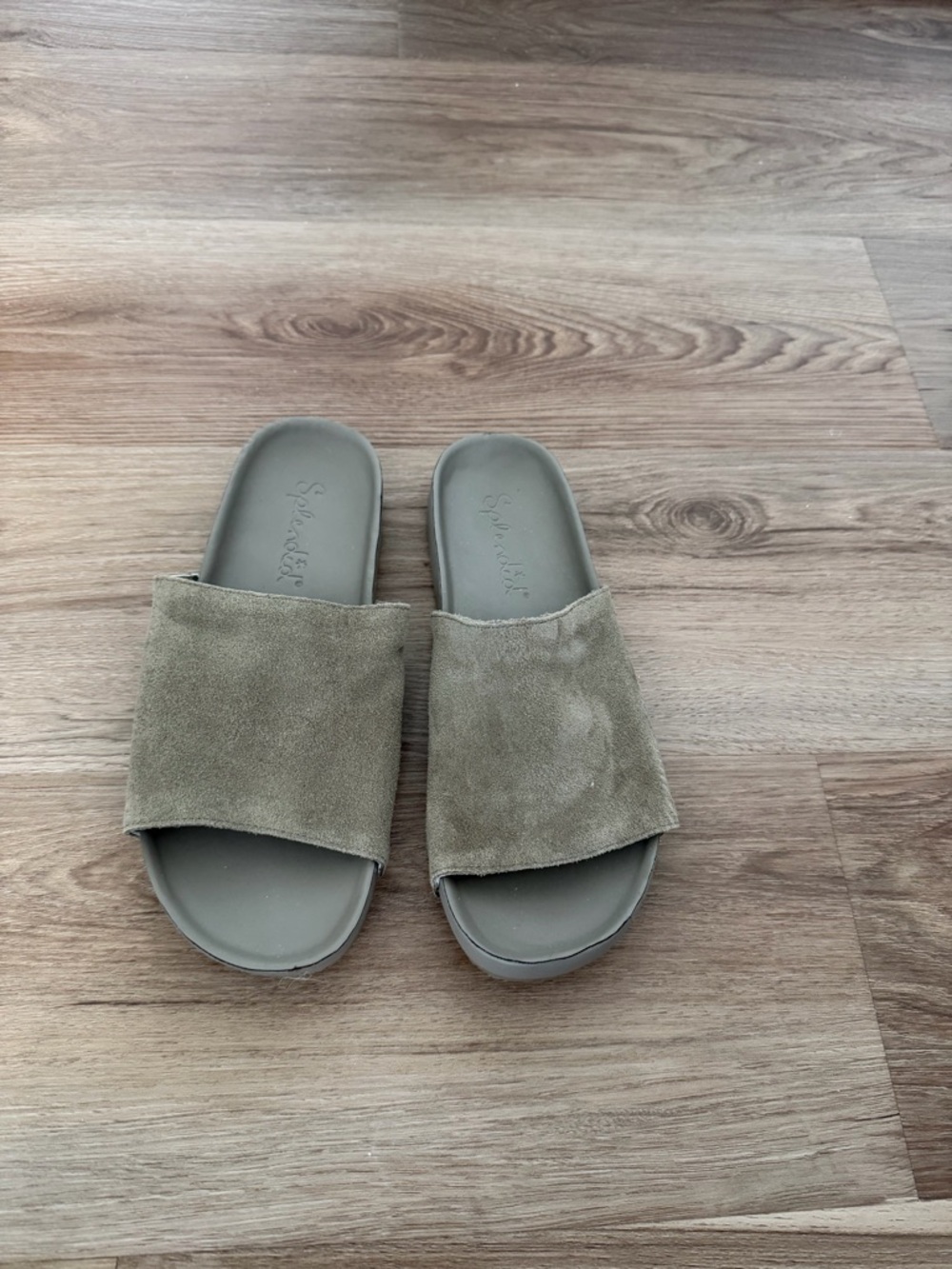Splendid Olive Green Suede Slide Sandals